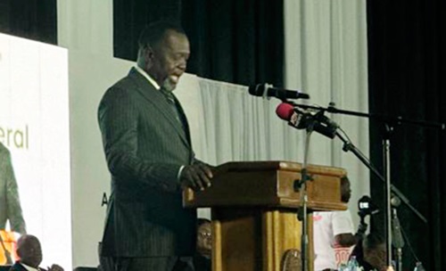 Dr Dominic A. Ayine, Minister for Justice and Attorney-General, speaking at the Bar Conference