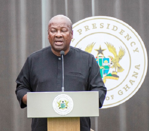 President John Mahama speaking at the burial service