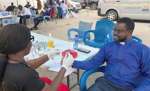 Rev. Dr Matthew Owusu Boamah, Associate Pastor of the PCG Adabraka Official Town Congregation, taking part in the exercise Rev. Dr Matthew Owusu Boamah, Associate Pastor of the PCG Adabraka Official Town Congregation, taking part in the exercise