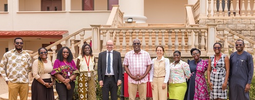Prof. Fred McBagonluri (middle), President of Academic City University and Jurgen Heissel (5th from left), Austrian Ambassador to Ghana, with some faculty members of the university after the visit Prof. Fred McBagonluri (middle), President of Academic City University and Jurgen Heissel (5th from left), Austrian Ambassador to Ghana, with some faculty members of the university after the visit