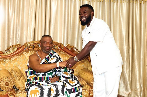 Richard Nii Armah Quaye (right), President of RNAQ Holdings and Foundation, being received by King Tackie Teiko Tsuru, the Ga Mantse Richard Nii Armah Quaye (right), President of RNAQ Holdings and Foundation, being received by King Tackie Teiko Tsuru, the Ga Mantse