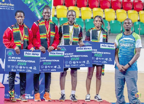 • Ghana's young stars proudly displaying their prizes after a dominant performance at the JW Wilson U-19 Champships • Ghana's young stars proudly displaying their prizes after a dominant performance at the JW Wilson U-19 Champships