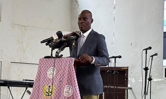 Haruna Iddrisu (inset), Minister of Education, addressing the audience during the launch of the Ghana Teachers Prize 2025