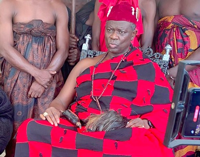 Oseadeeyo Dr Frimpong Manso IV, the Omanhene of the Akyem Kotoku Traditional Area, speaking at the event