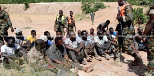Some illegal miners rounded up by security forces Some illegal miners rounded up by security forces