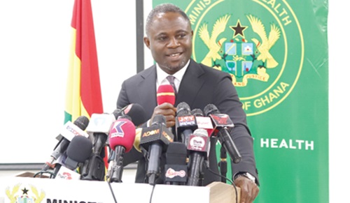 Kwabena Mintah Akandoh, Minister of Health, addressing the media. Picture: EDNA SALVO KOTEY Kwabena Mintah Akandoh, Minister of Health, addressing the media. Picture: EDNA SALVO KOTEY