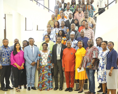 Prof. Yaw Oheneba-Sakyi (5th from right), Chairman of the Planning Committee, with Joseph Oduro Nkansah (5th from left), Registrar for College of Education, and other officials after the event. Picture: CALEB VANDERPUYE Prof. Yaw Oheneba-Sakyi (5th from right), Chairman of the Planning Committee, with Joseph Oduro Nkansah (5th from left), Registrar for College of Education, and other officials after the event. Picture: CALEB VANDERPUYE