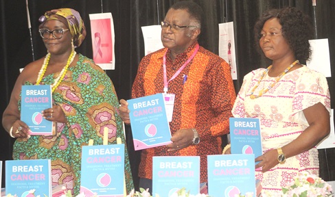 Prof. Joe-Nat Clebgy Lamptey (2nd from left), Founder of the BSoG, Asafoanyor Osansa I (right), Osu Kaajano Asafoanye, and Naa Badu Adiagba I (left), Abelenkpe Dzorwulu Manye, jointly launched a campaign focused on breast cancer diagnosis. Picture: ESTHER ADJORKOR ADJEI Prof. Joe-Nat Clebgy Lamptey (2nd from left), Founder of the BSoG, Asafoanyor Osansa I (right), Osu Kaajano Asafoanye, and Naa Badu Adiagba I (left), Abelenkpe Dzorwulu Manye, jointly launched a campaign focused on breast cancer diagnosis. Picture: ESTHER ADJORKOR ADJEI
