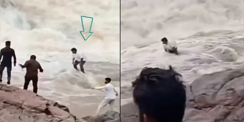 Sagar Tudu was swept by the waterfall (VIDEO) Indian YouTuber swept away at a Waterfall while filming