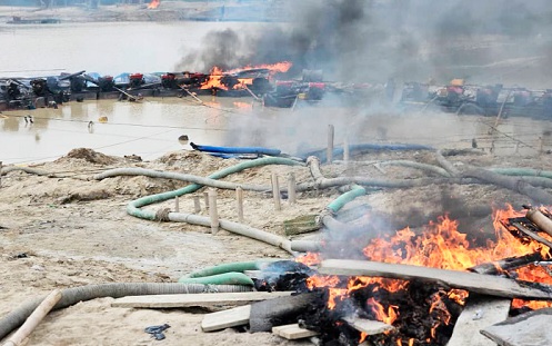The destruction by team NAIMOS and the blue water guards in the nzema east District
