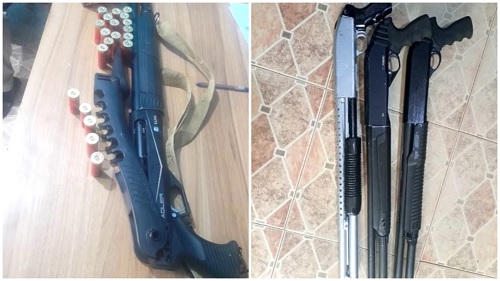 Some pump action guns and other ammunition retrieved from the suspects during the two-day operation