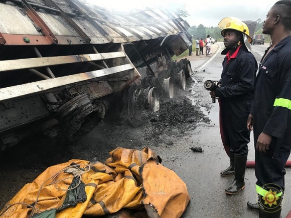Fire Service contains truck fire on Adugyama-Bechem highway