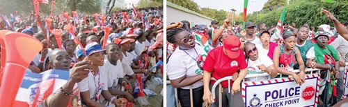 Some supporters of the NDC (above) and the NPP (below)