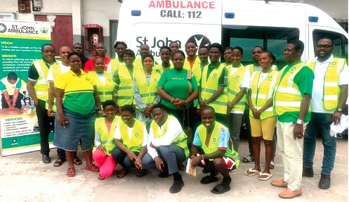 Bridget Ansah Apprey (arrowed) with participants after the training Bridget Ansah Apprey (arrowed) with participants after the training