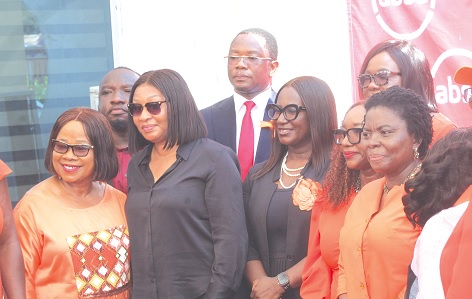 Dr Charity Binka (left), Executive Director of WOMEC; Annie Aborah (3rd from left), Chairlady of the Women's Network Forum, Absa Bank Ghana Limited, and other dignitaries during the ceremony. 