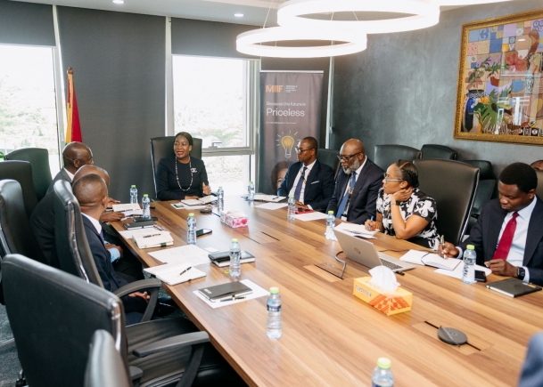 Justina Nelson (head of table), CEO, MIIF with the delegation from Zambia