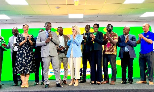 Richard Gyan-Mensah (2nd from left), Deputy Minister of Energy and Green Transition,  speaking at the launch of the initiative. With him are other dignitaries at the event