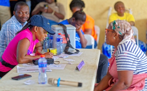 Some of the residents going through the medical screening
