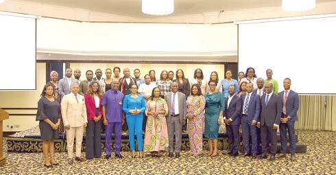 Matilda Asante-Asiedu (5th from left), 2nd Deputy Governor, with Stephane Miezan (4th from left), President, GNCCI, participants from the chamber and other officials from the Bank of Ghana