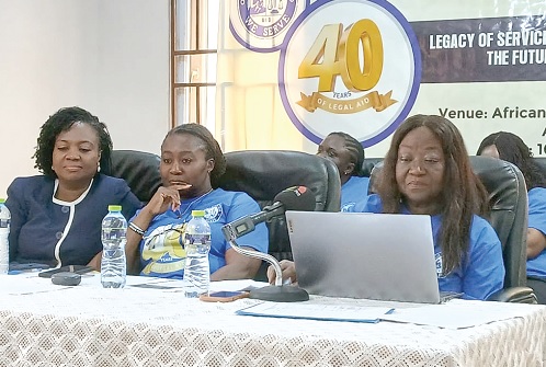 Gloria Ofori-Boadu (right), President of International FIDA-Ghana, Serwaa Acheampong (middle), Vice President of FIDA-Ghana, and Afua Eyeson Laoye (left), Regional President of FIDA-Africa, during the event 