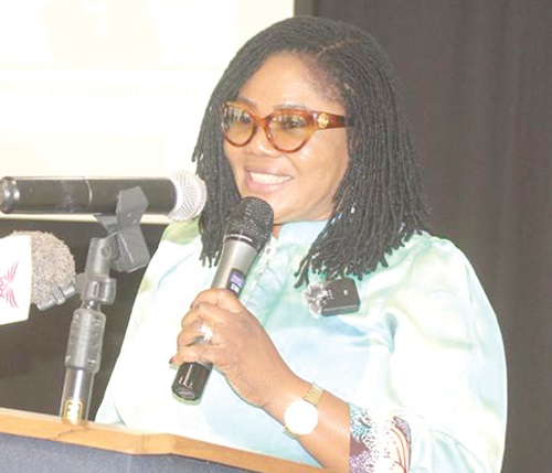 Dr Agnes Naa Momo Lartey (inset), Minister for Gender, Children and Social Protection, addressing the gathering
