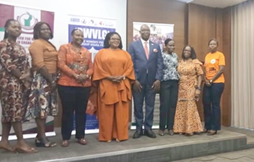 Dr Agnes Naa Momo Lartey (4th from left), Minister for Gender, Children and Social Protection, with Constant Tchona (3rd from left), Country Director of Plan International Ghana, and other officials after the programme