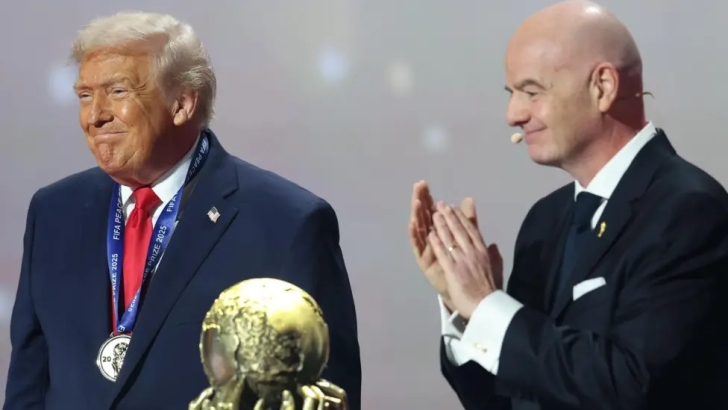 Donald Trump was presented with the Fifa Peace Prize trophy