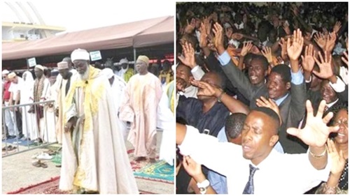 Some Muslims in a prayer mood, Some Christians in a prayer mood