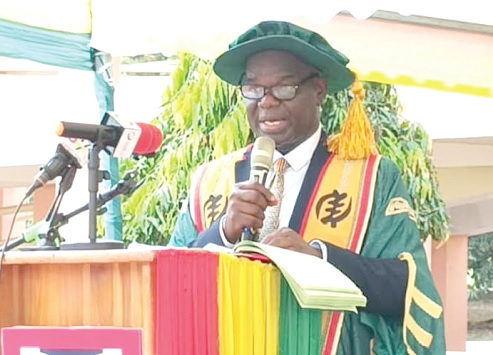 Prof. Matthew Glover Addo (right), Vice-Chancellor of the Catholic University of Ghana, addressing the event
