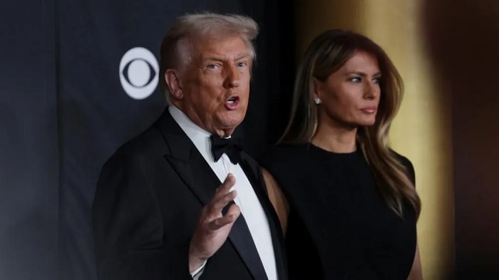 President Trump spoke to reporters at a John F Kennedy Center event on Sunday