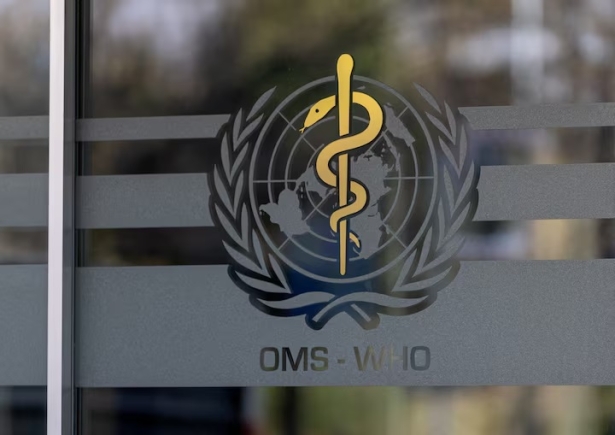 The logo of the World Health Organization is seen at the WHO headquarters in Geneva, Switzerland, January 28, 2025. REUTERS/Denis Balibouse/File Photo