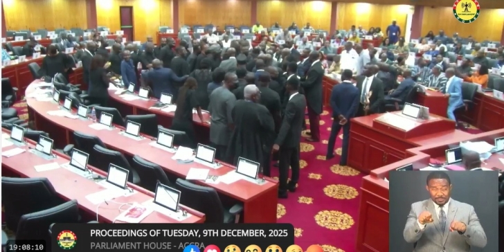 VIDEO: Minority MPs disrupt proceedings in Parliament over Kpandai seat rerun