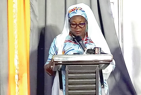 Fairuza Abdul-Rashid Safian (inset), Executive Director of CAMFED Ghana, speaking to participants 