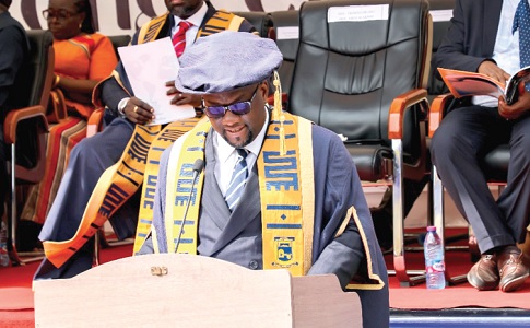 Professor Amevi Ackakpovi, acting Vice-Chancellor, ATU, addressing the ceremony