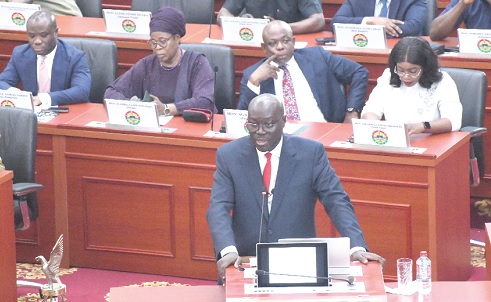 Dr Ato Forson, Finance Minister,  addressing parliament on the 2025 budget