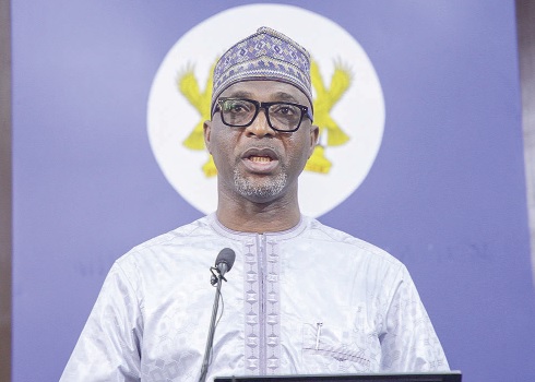 Muntaka Mohammed-Mubarak (right), Minister for the Interior, addressing the audience at the event. Picture: CALEB VANDERPUYE