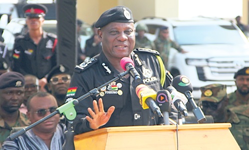 Christian Tetteh Yohuno, IGP addressing the troops