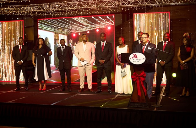  Accra Marriott Hotel Management Team looks on while Acting General Manager Deepak Kanyal, delivers opening address
