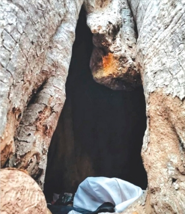The deep hole in the Naa Dataa Tua where human heads were thrown into
