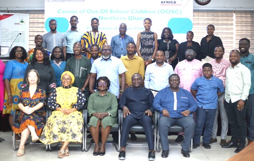 Dorothy Konadu (seated middle), board member, eduwatch, with Kofi Asare (5th from left in 2nd row) chief executive officer, Eduwatch, and other executive members and invited guests after the event. Picture: BENEDICT OBUOBI