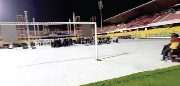  The pitch cover displayed on the Accra Sports Stadium pitch