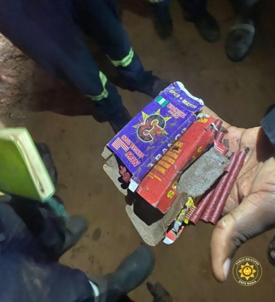 Cargo truck carrying firecrackers catches fire at Budumburam 