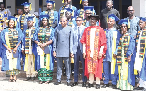Some of the speakers and graduates at the event in Accra. Picture: SAMUEL TEI ADANO
