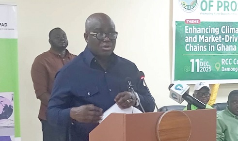 Eric Opoku — Minister of Food and Agriculture, speaking at the launch in Damongo