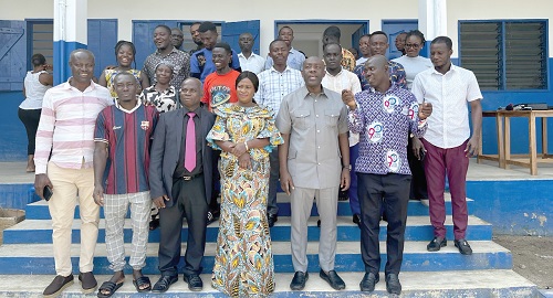 Kojo Oppong Nkrumah (3rd form right), MP for Ofoase Ayirebi Constituency, with members of the Akyemansa District Assembly after the commissioning 