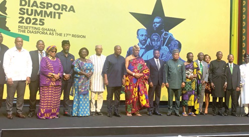 President John Dramani Mahama (arrowed) with dignitaries at the Diaspora Summit