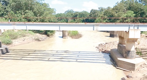 A section of the polluted Red Volta River at Bawku West