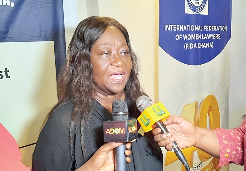Gloria Ofori Boadu, President, FIDA Ghana, in an interview with the media. Picture: ERNEST KODZI 