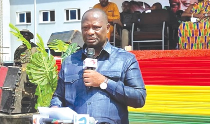 Armah Kofi-Buah, Minister of Lands and Natural Resources, addressing the Guards at the passing-out ceremony