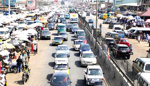 Heavy vehicular traffic in Accra